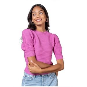 Knititude Purple Esme Puff Sleeve Top Size Large